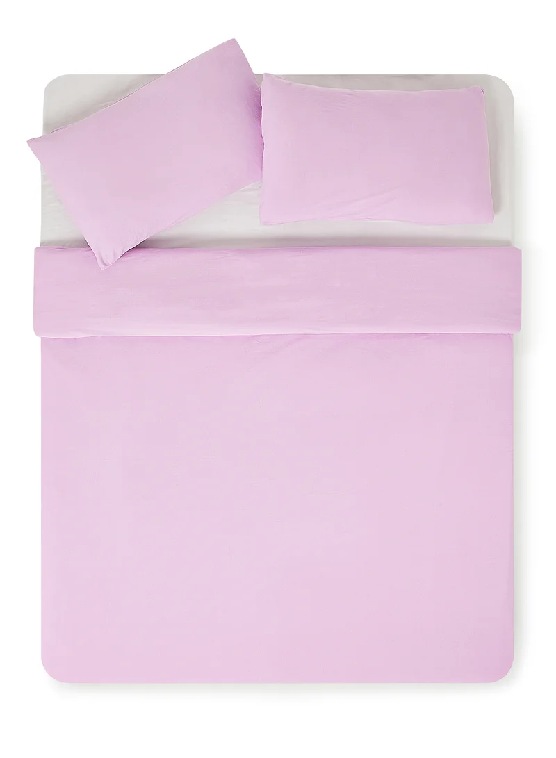 Noon East Duvet Cover Set- With 1 Duvet Cover 160X200 Cm And 2 Pillow Cover 48X74+12 Cm - For Twin Size Mattress - 100% Cotton 140 GSM Elderberry Twin