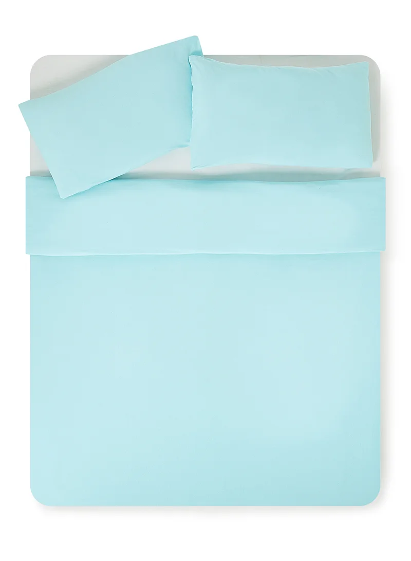 Noon East Duvet Cover Set- With 1 Duvet Cover 200X200 Cm And 2 Pillow Cover 48X74+12 Cm - For Queen Size Mattress - 100% Cotton 140 GSM Mint