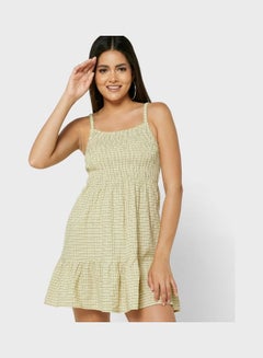 Poppy Shirred Tie Up Back Mini Dress Multicolour