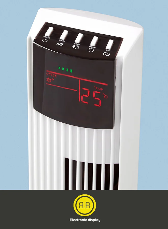 Noon East Digital Electric Stand Tower Fan With Display With Remote Controller- 50 W 92 Cm- White DRTF-19L-R White