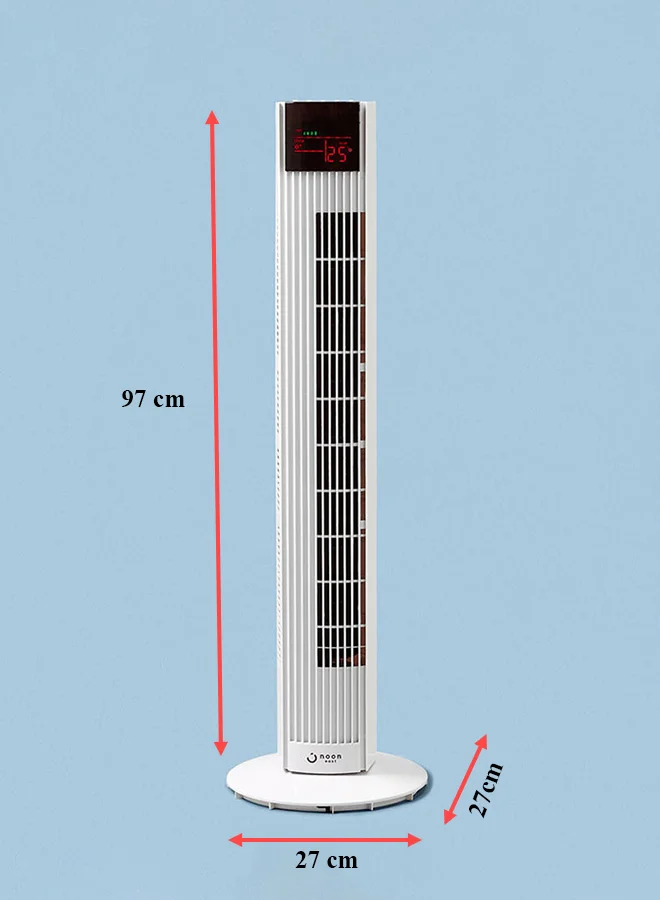 Noon East Digital Electric Stand Tower Fan With Display With Remote Controller- 50 W 92 Cm- White DRTF-19L-R White