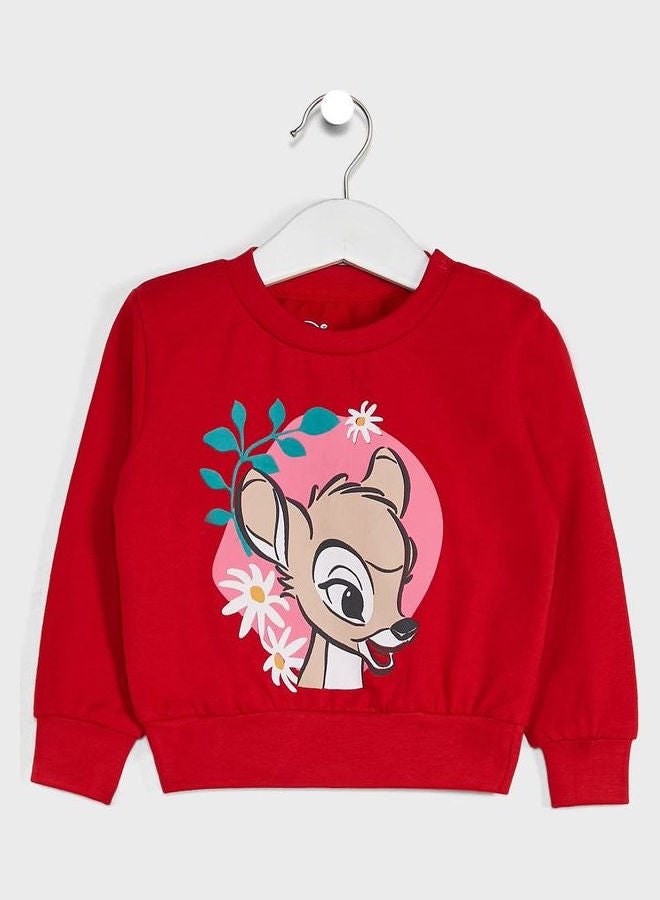 Disney - Infant Bambi Long Sleeves Sweatshirt Red - Image 1