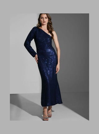 Shimmer One Shoulder Dress Navy - v1645538017/N52647242V_1