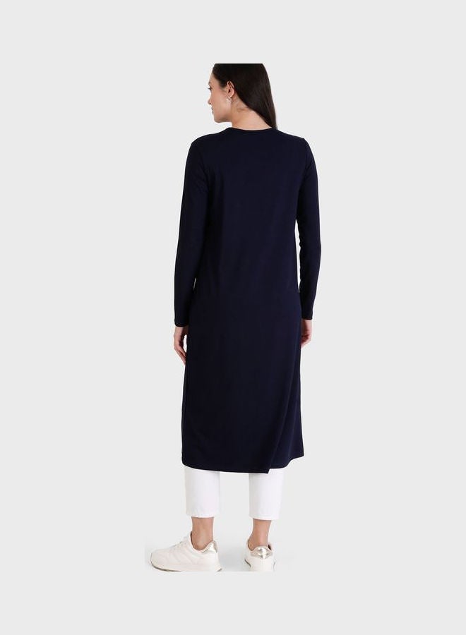 Refka by modanisa Crew Neck Longline Tunic Navy  - Image 2