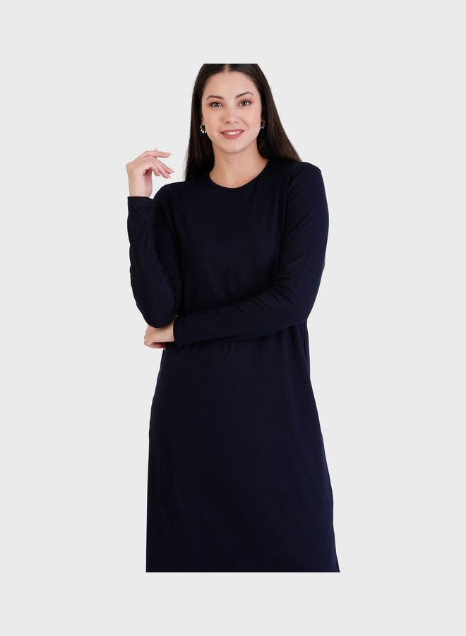 Refka by modanisa Crew Neck Longline Tunic Navy  - Image 3