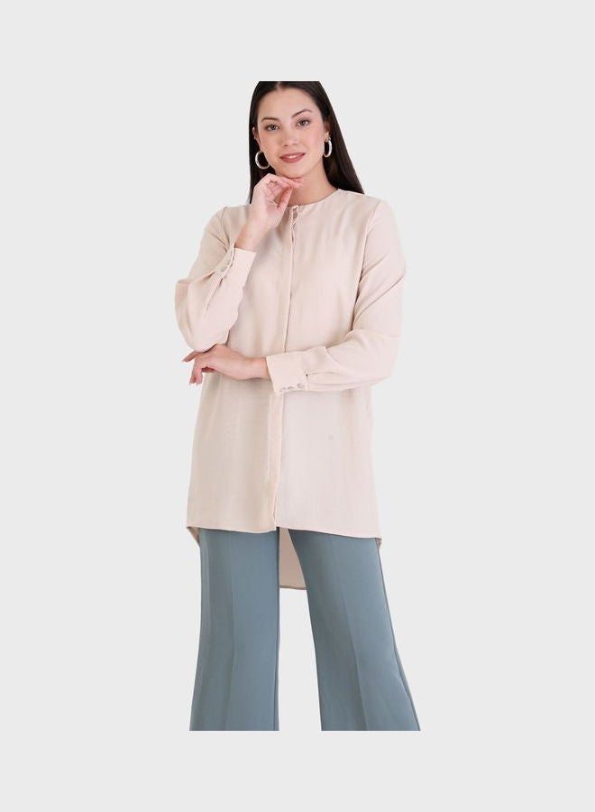 Refka by modanisa Knitted Tunic Top Beige  - Image 3