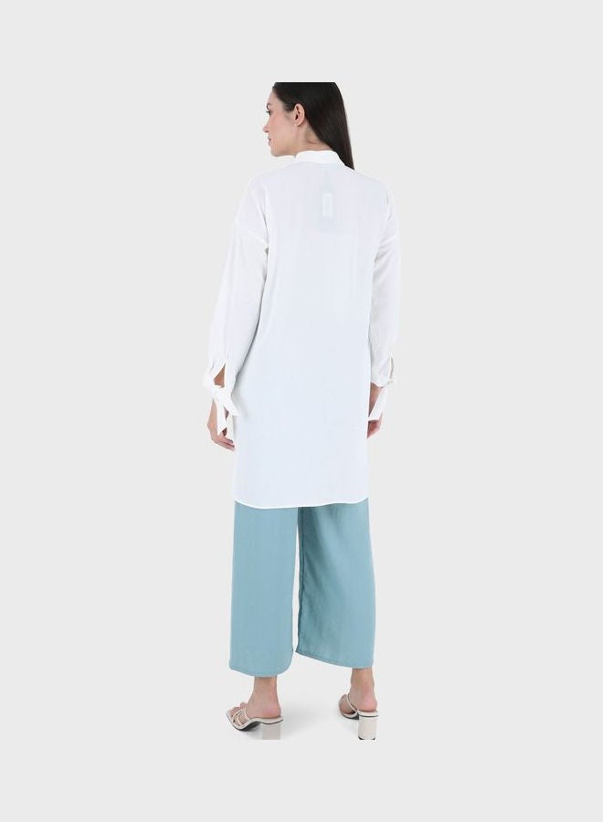 Refka by modanisa Button Detail Longline Tunic White  - Image 2