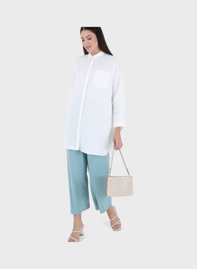 Refka by modanisa Button Detail Longline Tunic White  - Image 4