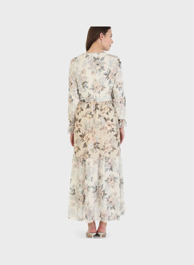 Refka by modanisa - Printed Belt Detail Dress Multicolor - Image 1