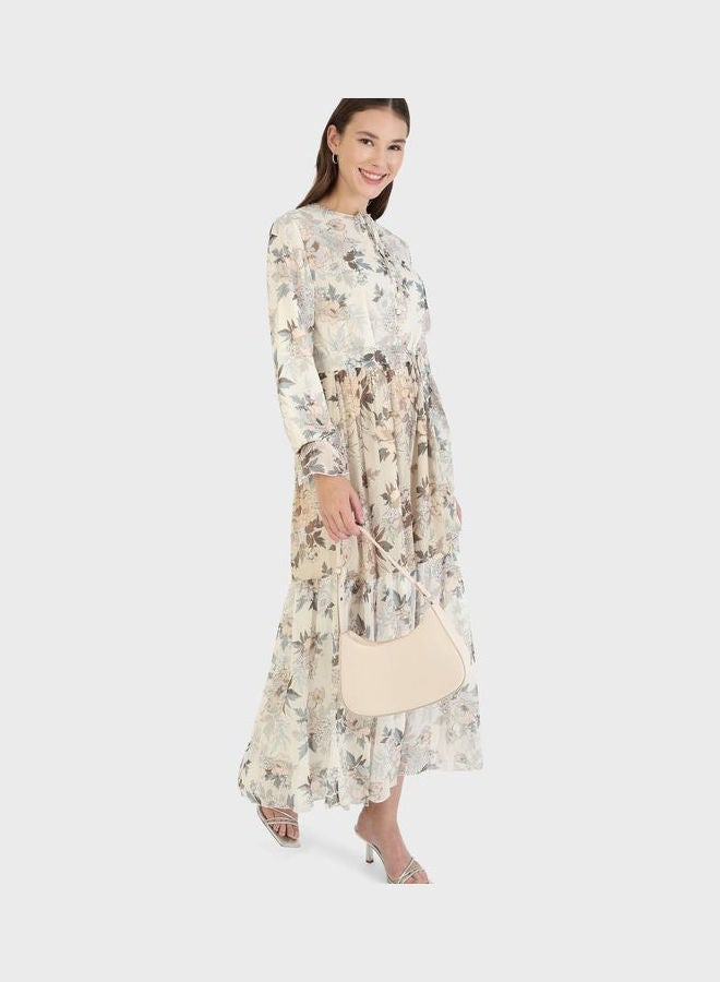 Refka by modanisa - Printed Belt Detail Dress Multicolor - Image 1