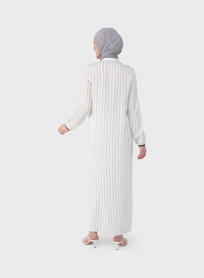 Refka by modanisa - Striped Button Detail Dress Navy - Image 1