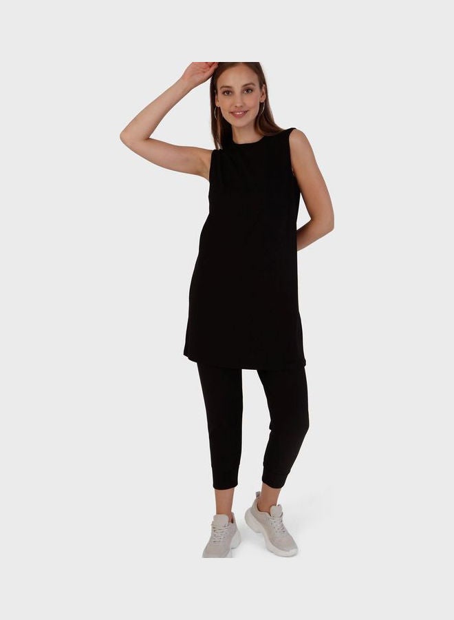 Refka by modanisa Crew Neck Dress For Women Black  - Image 4