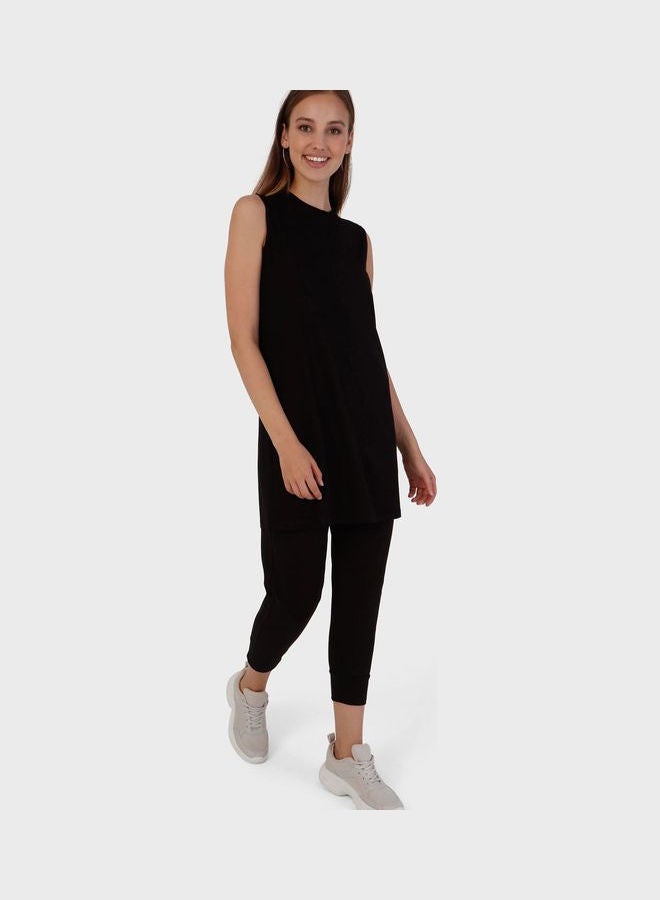 Refka by modanisa Crew Neck Dress For Women Black  - Image 1