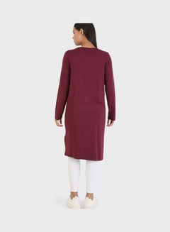 Crew Neck Knitted Tunic Burgundy - v1645545242/N52637668V_2