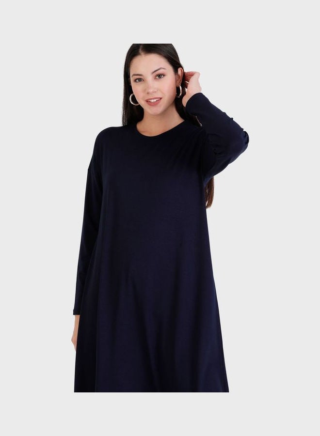 Refka by modanisa - Crew Neck Knitted Tunic Navy - Image 1
