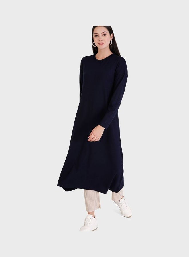 Refka by modanisa - Crew Neck Knitted Tunic Navy - Image 1