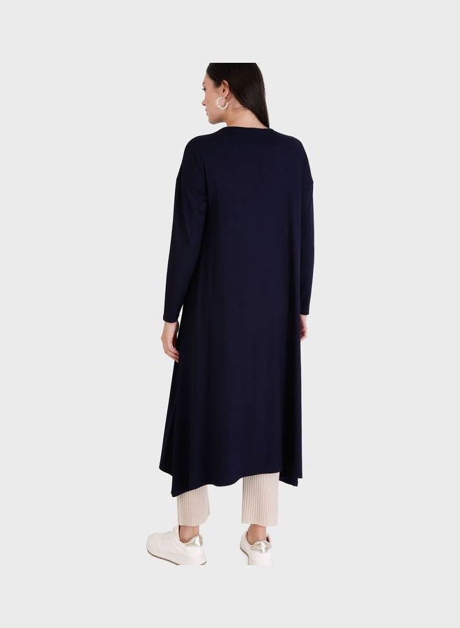Refka by modanisa - Crew Neck Knitted Tunic Navy - Image 1