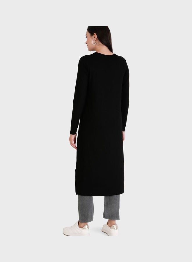 Refka by modanisa Crew Neck Longline Tunic Black  - Image 2