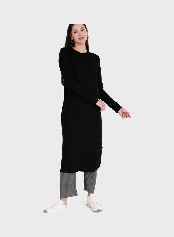 Refka by modanisa Crew Neck Longline Tunic Black  - Image 4