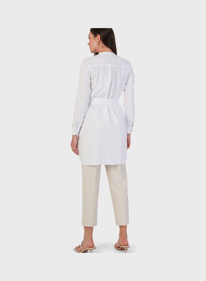 Refka by modanisa Belt Detail Button Down Tunic White  - Image 2