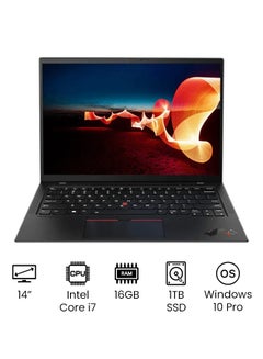 لينوفو لابتوب X1 كربوني مع شاشة 14 بوصة عالية الدقة بالكامل ، معالج كور i7-1165G7 / ذاكرة وصول عشوائي 16 جيجابايت / 1 تيرابايت اس اس دي / انتل ايريس اكس اي جرافيكس / نظام تشغيل ويندوز 10 برو الإنجليزية/العربية أسود  - Image 1