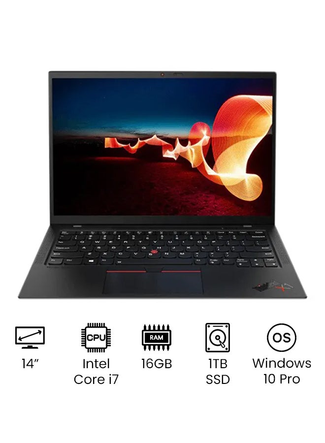 لينوفو لابتوب X1 كربوني مع شاشة 14 بوصة عالية الدقة بالكامل ، معالج كور i7-1165G7 / ذاكرة وصول عشوائي 16 جيجابايت / 1 تيرابايت اس اس دي / انتل ايريس اكس اي جرافيكس / نظام تشغيل ويندوز 10 برو الإنجليزية/العربية أسود  - Image 1