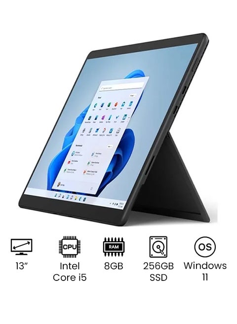 Surface Pro 8 Laptop With 13-Inch PixelSense Display, 11th Gen Core i5 1135G7 Processer/8GB RAM/256GB SSD/Intel UHD Graphics/Windows 11 /International Version English Graphite