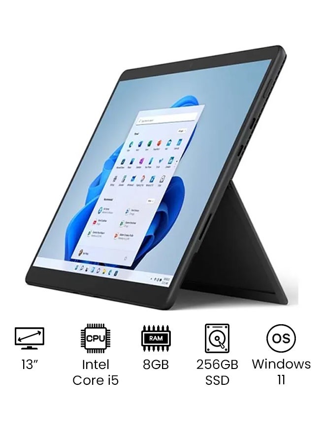 Microsoft - Surface Pro 8 Laptop With 13-Inch PixelSense Display, 11th Gen Core i5 1135G7 Processer/8GB RAM/256GB SSD/Intel UHD Graphics/Windows 11 /International Version English Graphite - Image 1