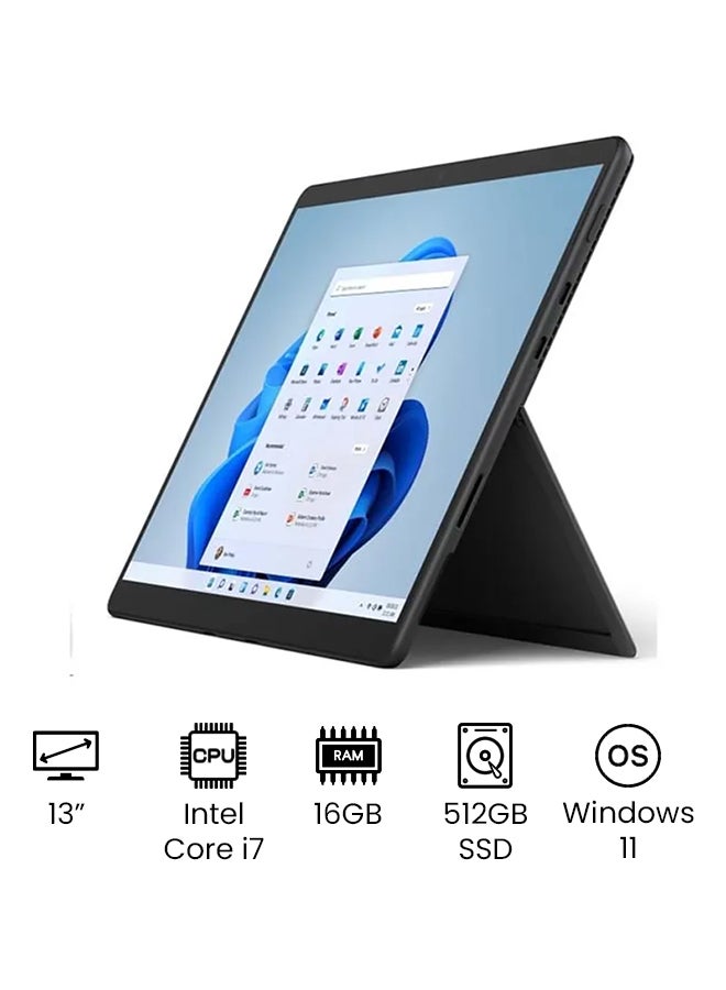 Microsoft - Surface Pro 8 With 13-Inch PixelSense Display, 11th Gen Core i7 1185G7 Processer/16GB RAM/512GB SSD/Intel UHD Graphics/Windows 11 /International Version English Graphite - Image 1