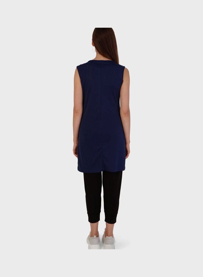 Tavin by Modanisa Crew Neck Knitted  Tunic Navy  - Image 2