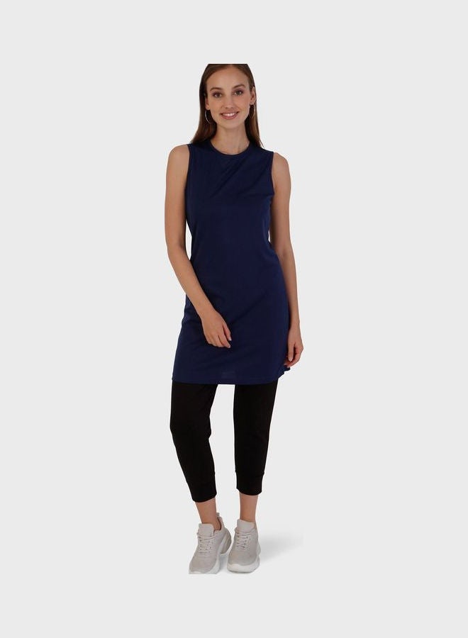 Tavin by Modanisa Crew Neck Knitted  Tunic Navy  - Image 4