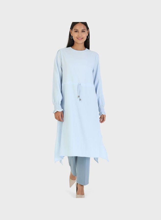 تافين من مودانيسا - Tie Detail Crew Neck Tunic Blue - Image 1