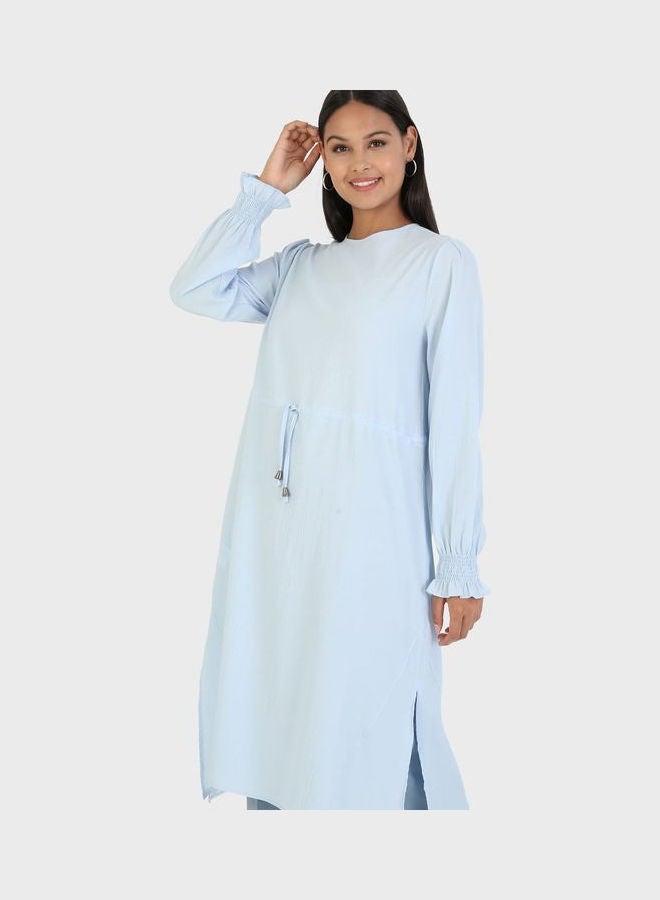 تافين من مودانيسا - Tie Detail Crew Neck Tunic Blue - Image 1
