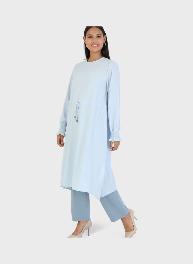 تافين من مودانيسا - Tie Detail Crew Neck Tunic Blue - Image 1