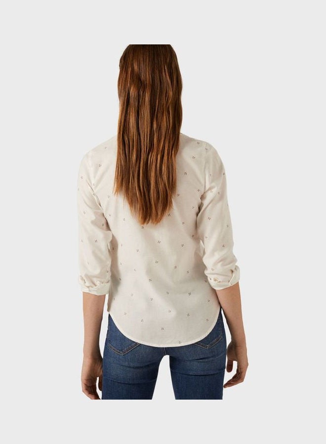 Springfield Button Down Ruffle Detail Shirt Beige - Image 2