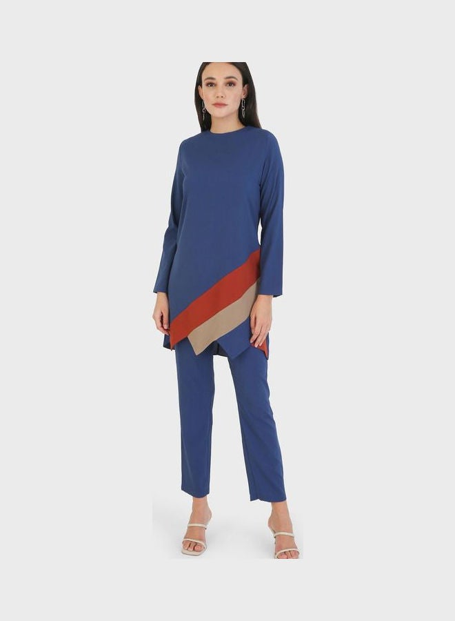 Crew Neck Tunic and Pants Set Blue - v1645547845/N52707709V_1