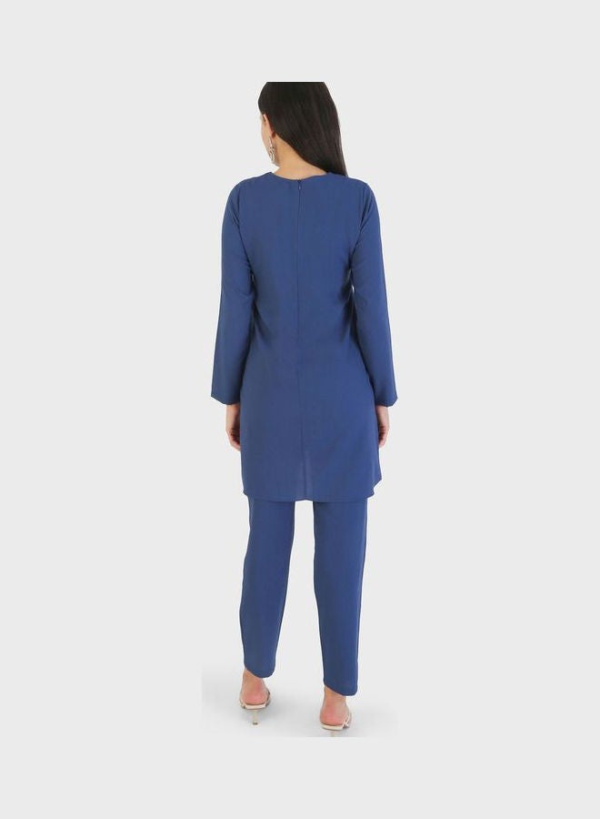 Crew Neck Tunic and Pants Set Blue - v1645547845/N52707709V_2