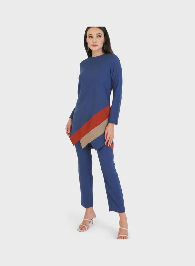 Crew Neck Tunic and Pants Set Blue - v1645547846/N52707709V_4