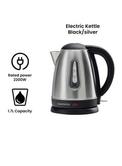 DAEWOO Electric Kettle With Stainless Steel Body 1.7 Liters 1850W Korean Technology 1.7 L 2200 W DEK1588 Silver  - Image 2