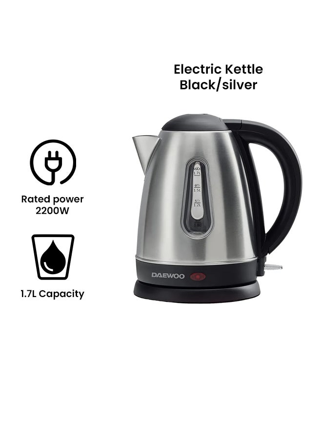 DAEWOO - Electric Kettle With Stainless Steel Body 1.7 Liters 1850W Korean Technology 1.7 L 2200 W DEK1588 Silver - Image 1