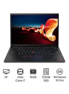 لينوفو لابتوب X1 كربون بشاشة مقاس 14 بوصة بدقة كاملة الوضوح ومعالج كور i7-1165G7 من الجيل الحادي عشر وذاكرة رام سعة 16 جيجابايت ومحرك أقراص SSD سعة 512 جيجابايت وبطاقة رسومات إنتل آيريس XE وويندوز 10 برو/إصدار دولي الإنجليزية/العربية أسود  - Image 1