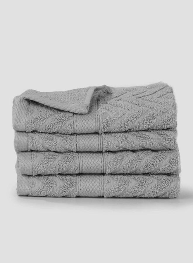Ariika Plaza Hand Towel (Set of 4) Grey 33 x 33cm 