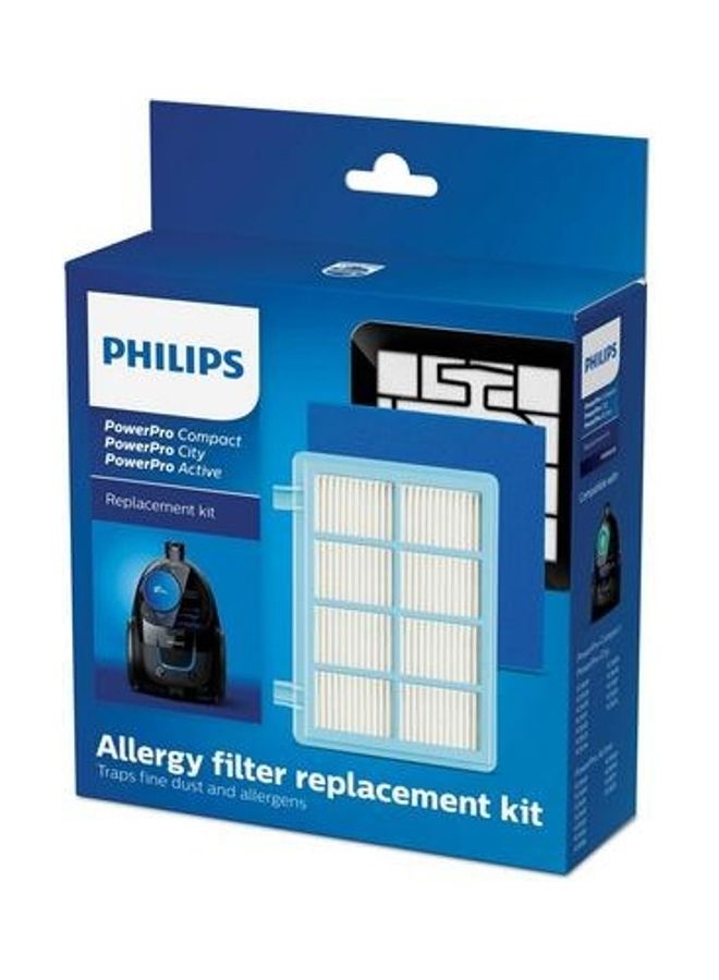 Philips - Vacuum Cleaners Genuine Filter Replacement Kit FC8010/02 - 1x Exhaust Filter, 1x Washable Motor Filter, 1x Washable 2 Layer Foam Filter, Compatible with PowerPro Compact, PowerPro Active and PowerPro City Ranges FC8010/02 White - Image 1