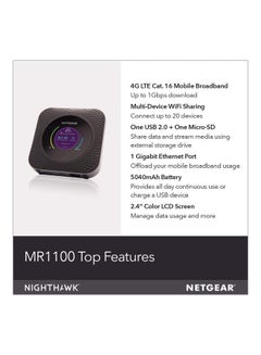نت جير راوتر نايت هوك M1 المحمول بتقنية جيجابت LTE لون أسود.  - Image 3