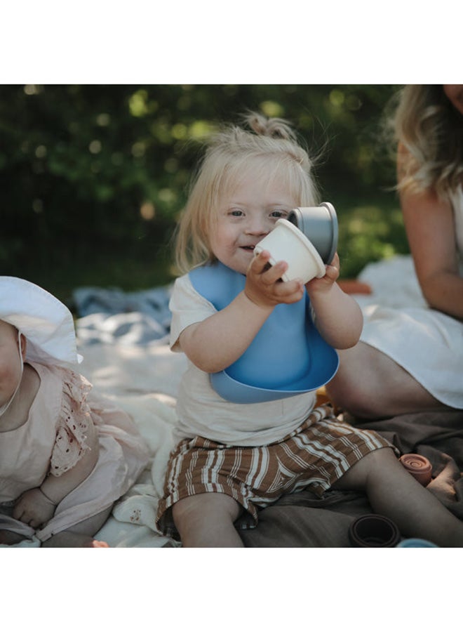 mushie Silicone Baby Bib - Powder Blue - Image 4