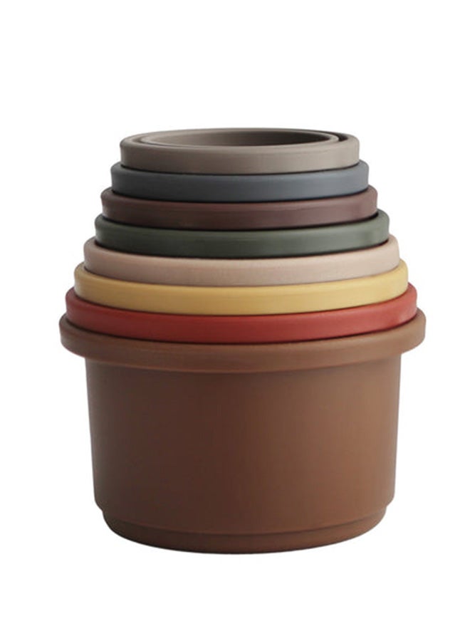 mushie - Stacking Tower Cups - Retro 30x26.5x1cm - Image 1