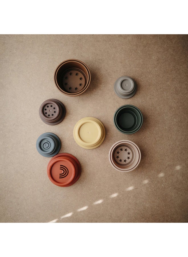 mushie - Stacking Tower Cups - Retro 30x26.5x1cm - Image 1