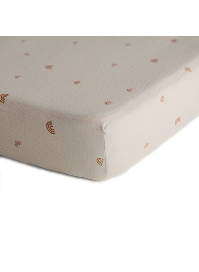 mushie - Rainbow Printed Extra Soft Muslin Crib Sheet - Image 1