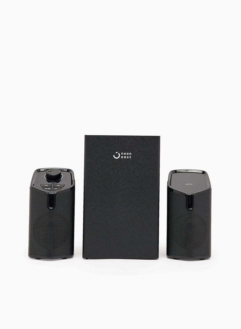 Noon East - 2.1CH Bluetooth Multimedia Wireless Speaker - With 12W Output, USB Playback, Bluetooth, Remote And LED Backlight EM-3202FT Black - Image 1