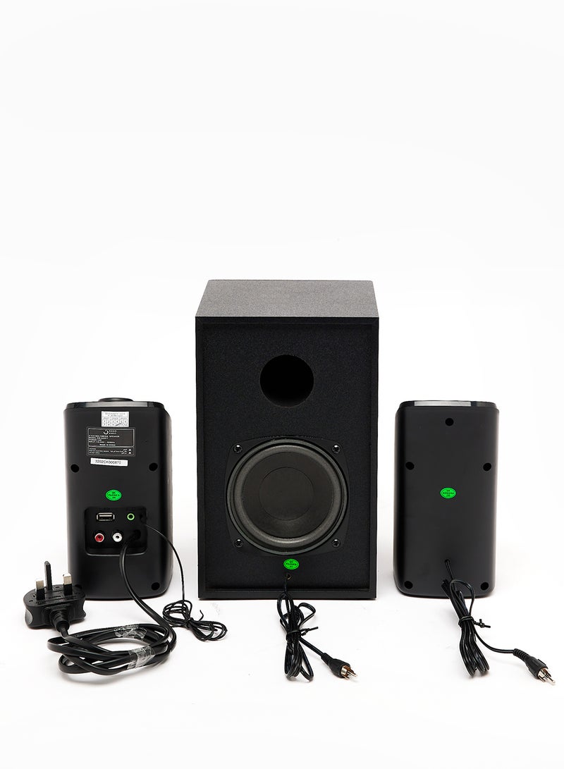 Noon East - 2.1CH Bluetooth Multimedia Wireless Speaker - With 12W Output, USB Playback, Bluetooth, Remote And LED Backlight EM-3202FT Black - Image 1